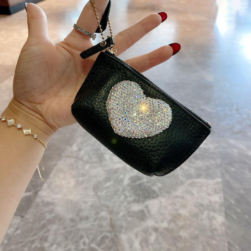 Love Mini Coin Purse in Solid Black Wallet with Storage - Diamonds Are Wallet’s Best Friend love mini coin purse