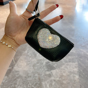 Love Mini Coin Purse in Solid Black Wallet with Storage - Diamonds Are Wallet’s Best Friend love mini coin purse
