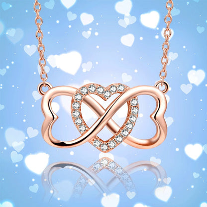 Love Necklace Female Creative Micro-inlaid 8 Words - Rose Gold Love Necklace with Creative Heart Design