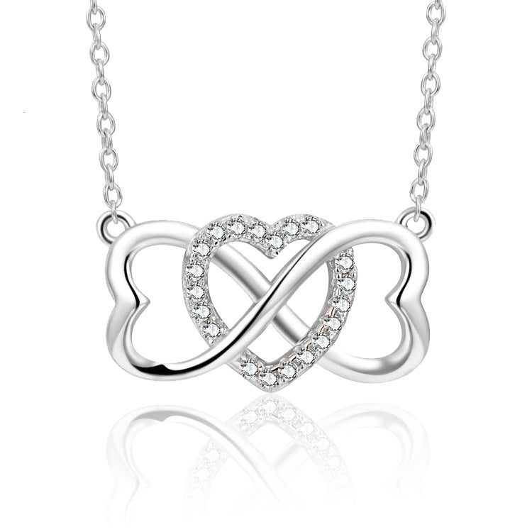 Love Necklace Female Creative Micro-inlaid 8 Words - Rose Gold Love Necklace with Creative Heart Design