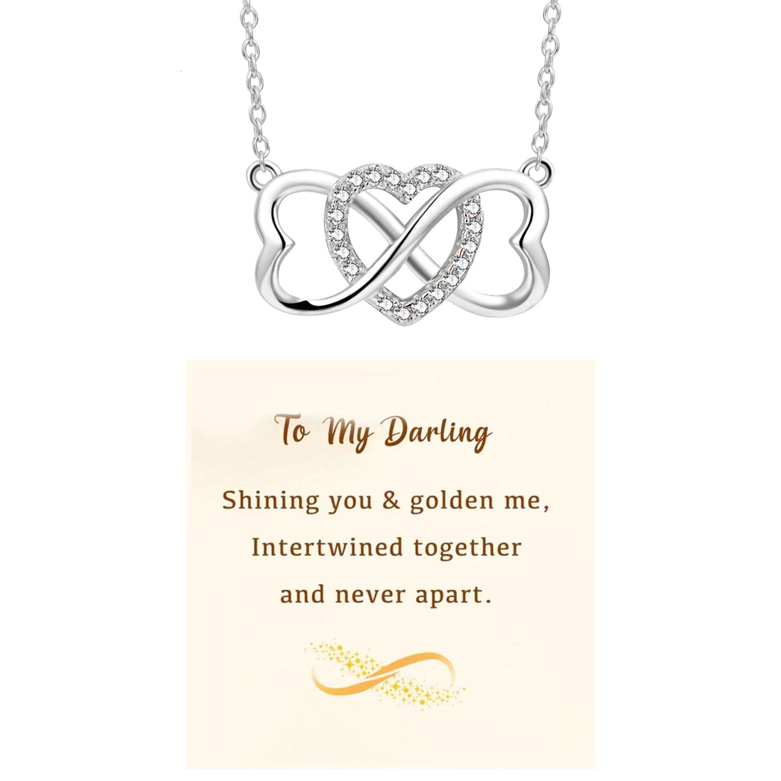 Love Necklace Female Creative Micro-inlaid 8 Words - Rose Gold Love Necklace with Creative Heart Design