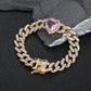 Love Pink Zircon Cuban Link Chain Women’s Necklace - Love Pink Zircon Cuban Link Chain Women’s Necklace