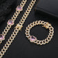 Love Pink Zircon Cuban Link Chain Women’s Necklace - Love Pink Zircon Cuban Link Chain Women’s Necklace