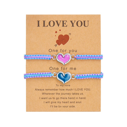 Love Woven Bracelet Set with Simple Oil Dripping and Luminous Designs - Teleplus simple oil dripping luminous love