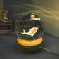 Luminous 3D Ocean Crystal Ball with Carved Jellyfish Decorative Sphere - Teleplus luminous 3d ocean jellyfish carved