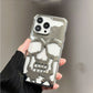 Luxury Plating 3D Skull Phone Case Breathable Glossy Hollow Out Gold Metallic Paint - Luxury Plated Skull Phone Case