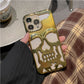 Luxury Plating 3D Skull Phone Case Breathable Glossy Hollow Out Gold Metallic Paint - Luxury Plated Skull Phone Case