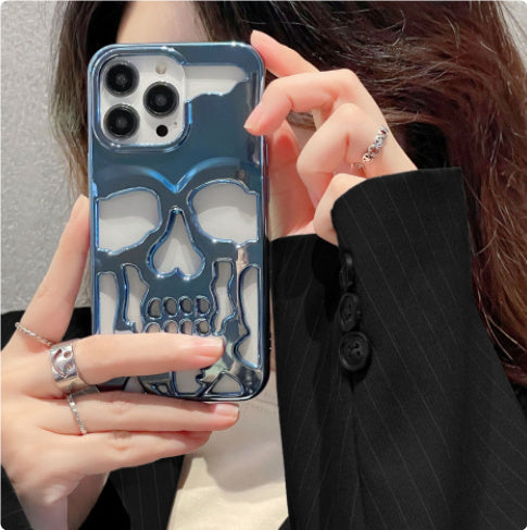 Gold Metallic Skull Phone Case for Protection and Stylish Look - Luxury Plated in Finish skull phone case gold metallic