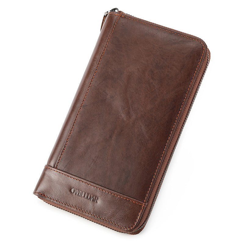 Luxury Splicing Wallet with Layer Cowhide Leather and Polyester Material - Teleplus luxury splicing wallet layer