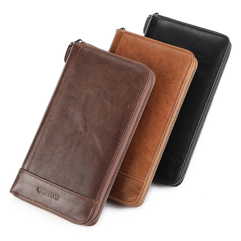 Luxury Splicing Wallet with Layer Cowhide Leather and Polyester Material - Teleplus luxury splicing wallet layer
