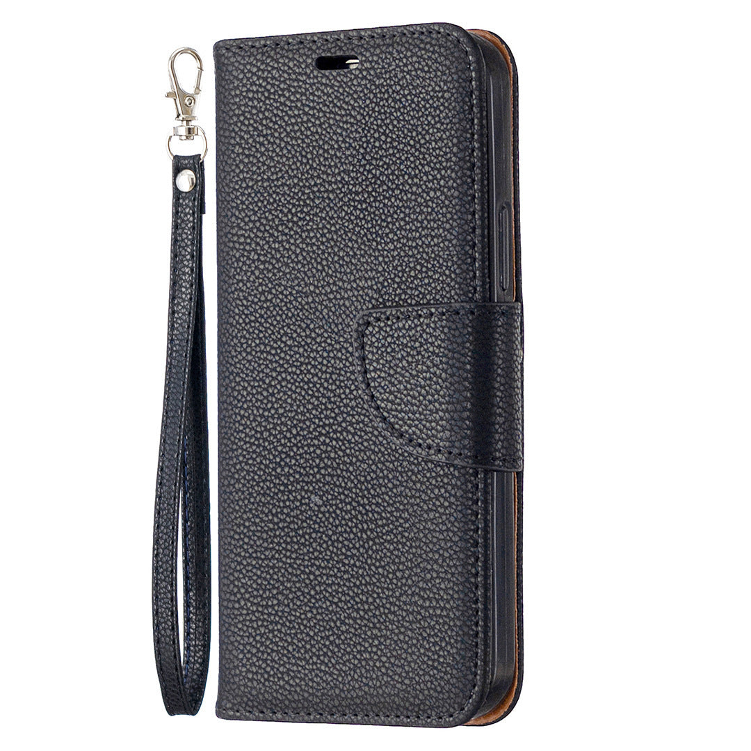 Lychee Pattern Solid Color Flip Leather Case Wallet Lanyard Phone Case - Lychee Pattern Flip Leather Phone Case Wallet