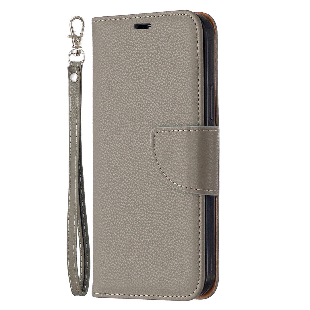 Lychee Pattern Solid Color Flip Leather Case Wallet Lanyard Phone Case - Lychee Pattern Flip Leather Phone Case Wallet