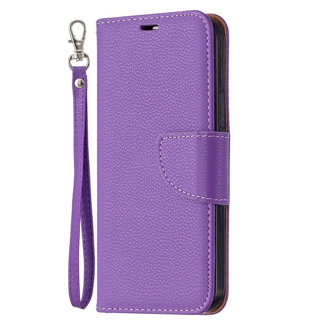 Lychee Pattern Solid Color Flip Leather Case Wallet Lanyard Phone Case - Lychee Pattern Flip Leather Phone Case Wallet