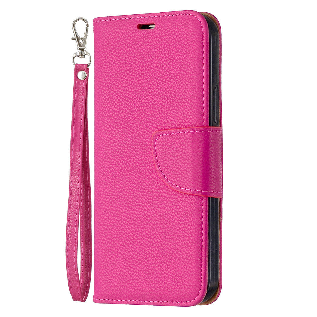 Lychee Pattern Solid Color Flip Leather Case Wallet Lanyard Phone Case - Lychee Pattern Flip Leather Phone Case Wallet