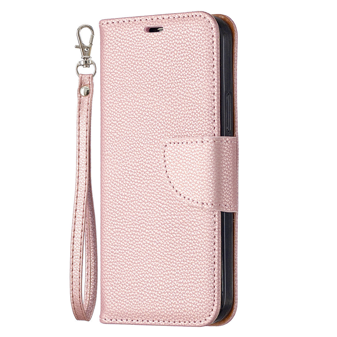 Lychee Pattern Solid Color Flip Leather Case Wallet Lanyard Phone Case - Lychee Pattern Flip Leather Phone Case Wallet