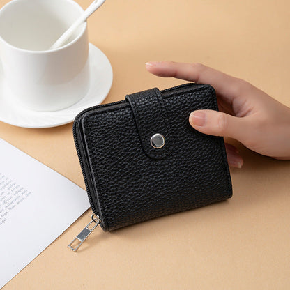 Black and Yellow PU Wallet with Lychee Pattern for United States Buyers - Where Style Meets Card Chaos united states