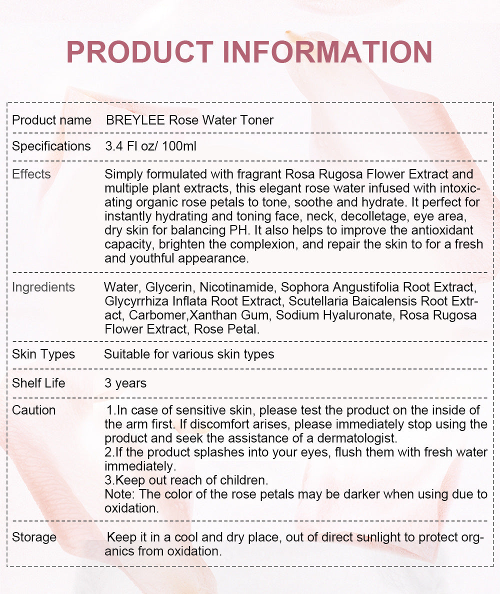 Lyelerose Rose Petal Water 100ml Floral Toner for Skin Care Export Only - Vibes lyelerose rose petal water