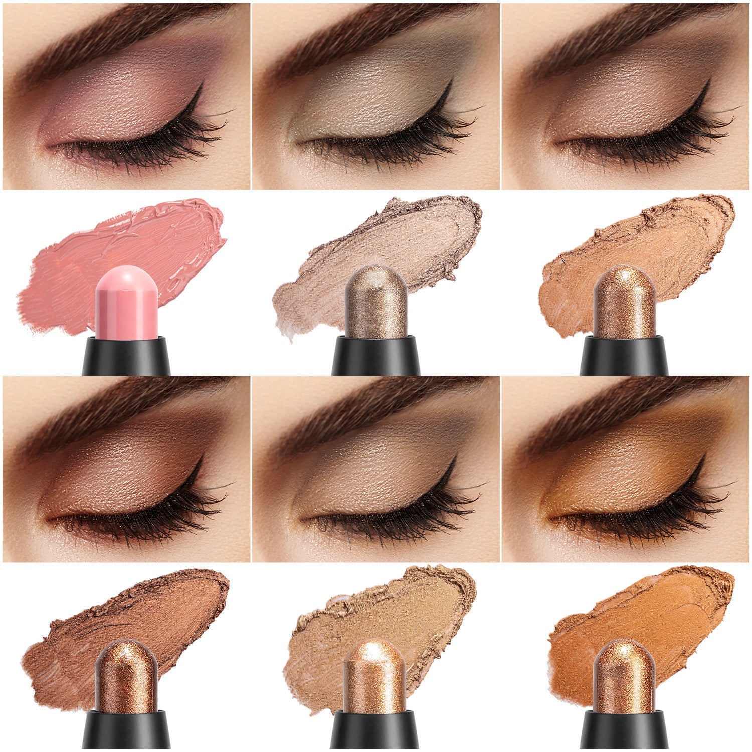 Mabox Waterproof Eye Shadow Stick Set with Color Pearlescent Pen in Multiple Shades - mabox waterproof eye shadow stick