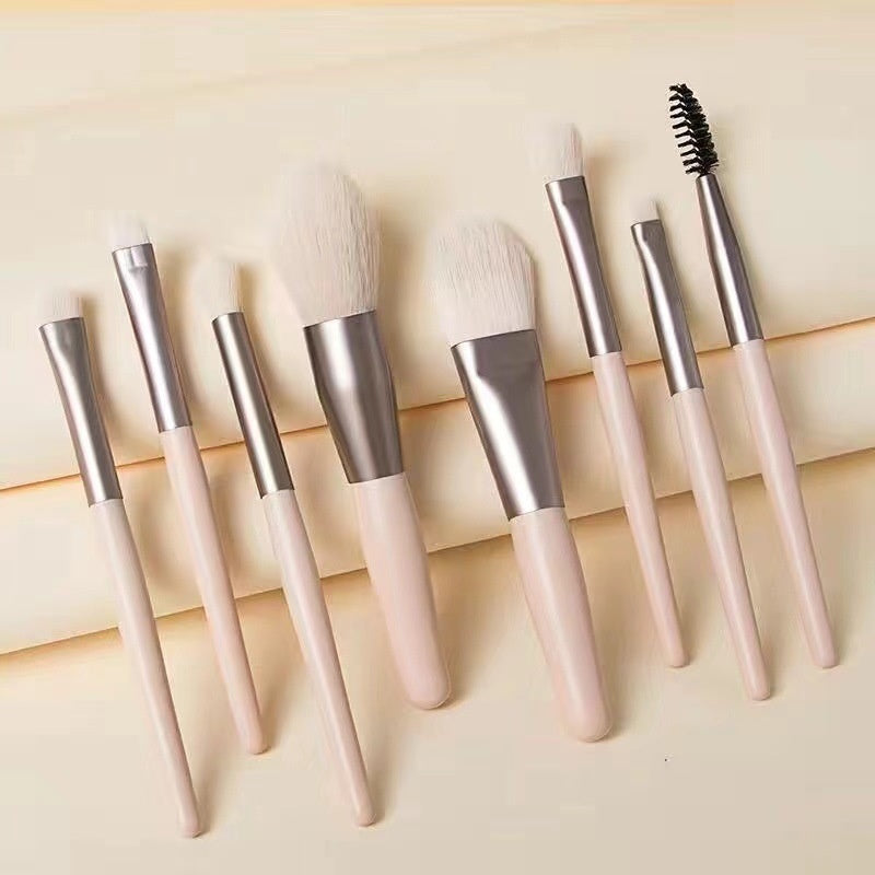 Macaron Makeup Brush Set Eight Eye in Apricot Pink Sky Blue Gray Green - Teleplus macaron makeup brush eight eye