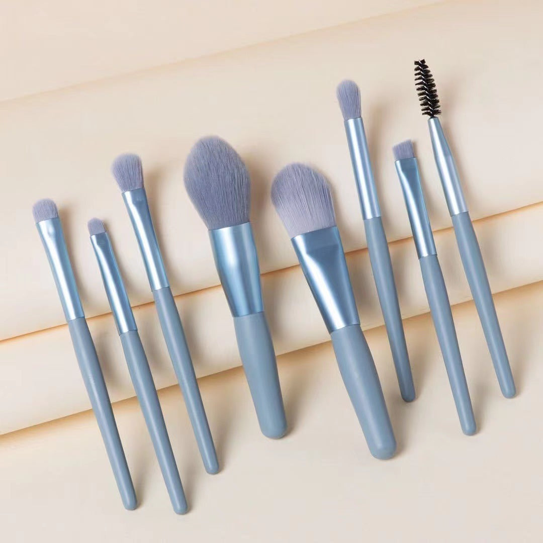 Macaron Makeup Brush Set Eight Eye in Apricot Pink Sky Blue Gray Green - Teleplus macaron makeup brush eight eye