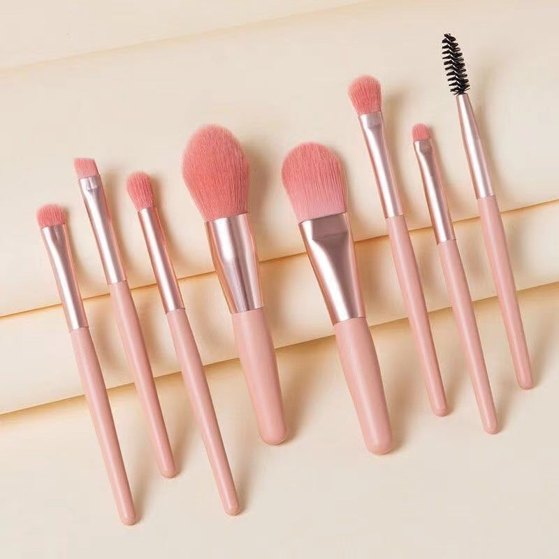 Macaron Makeup Brush Set Eight Eye in Apricot Pink Sky Blue Gray Green - Teleplus macaron makeup brush eight eye