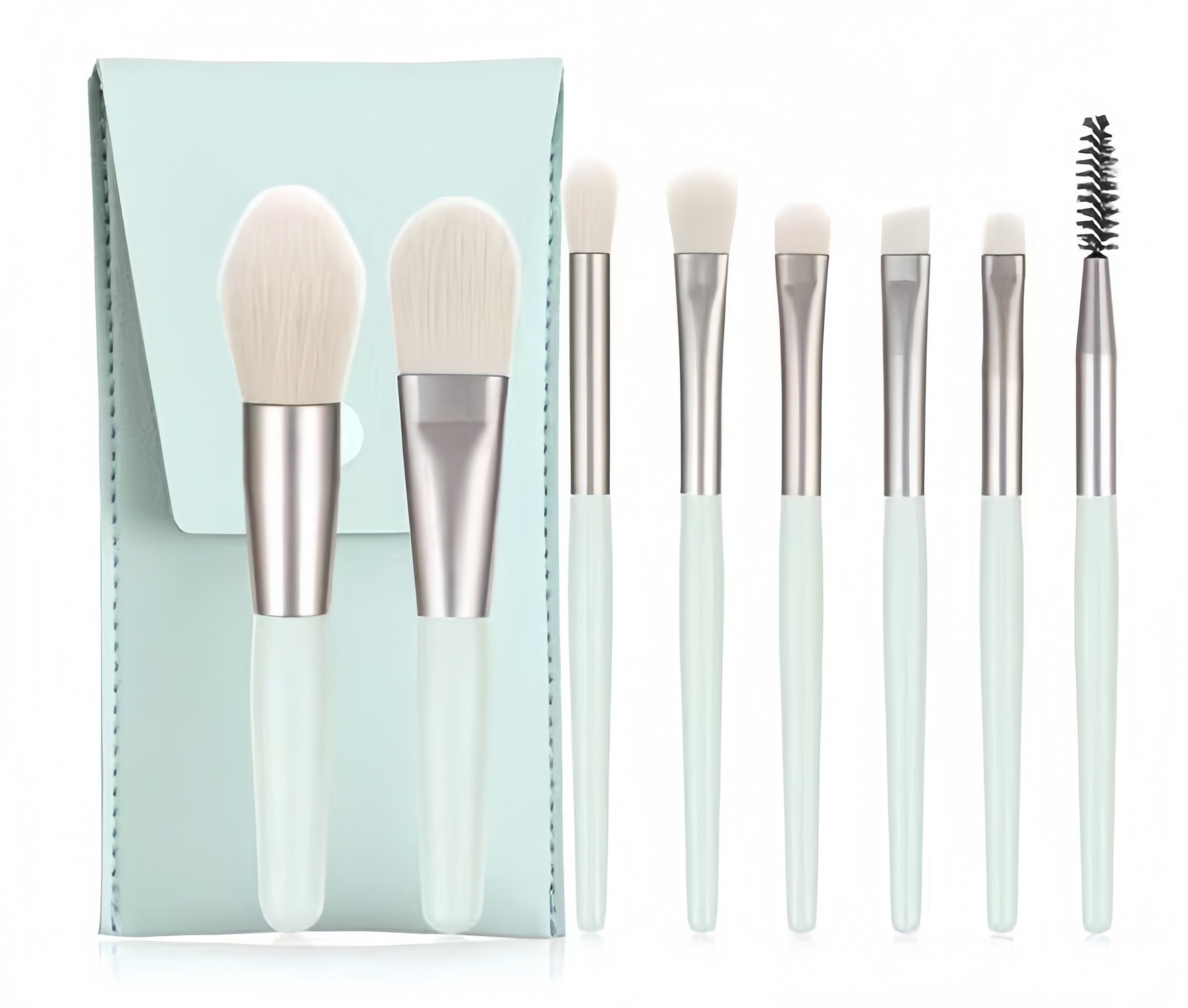 Macaron Makeup Brush Set Eight Eye in Apricot Pink Sky Blue Gray Green - Teleplus macaron makeup brush eight eye