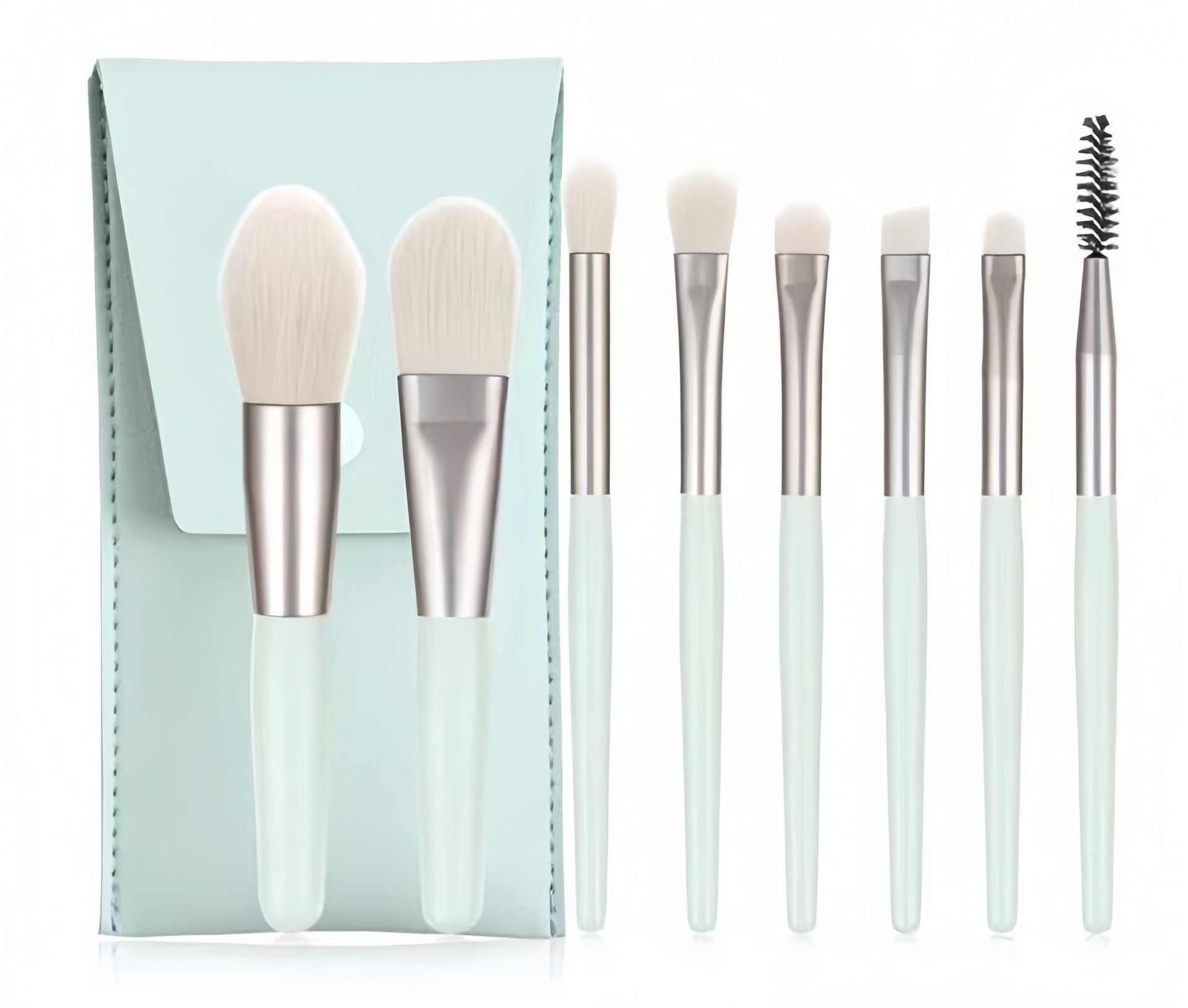Macaron Makeup Brush Set Eight Eye in Apricot Pink Sky Blue Gray Green - Teleplus macaron makeup brush eight eye