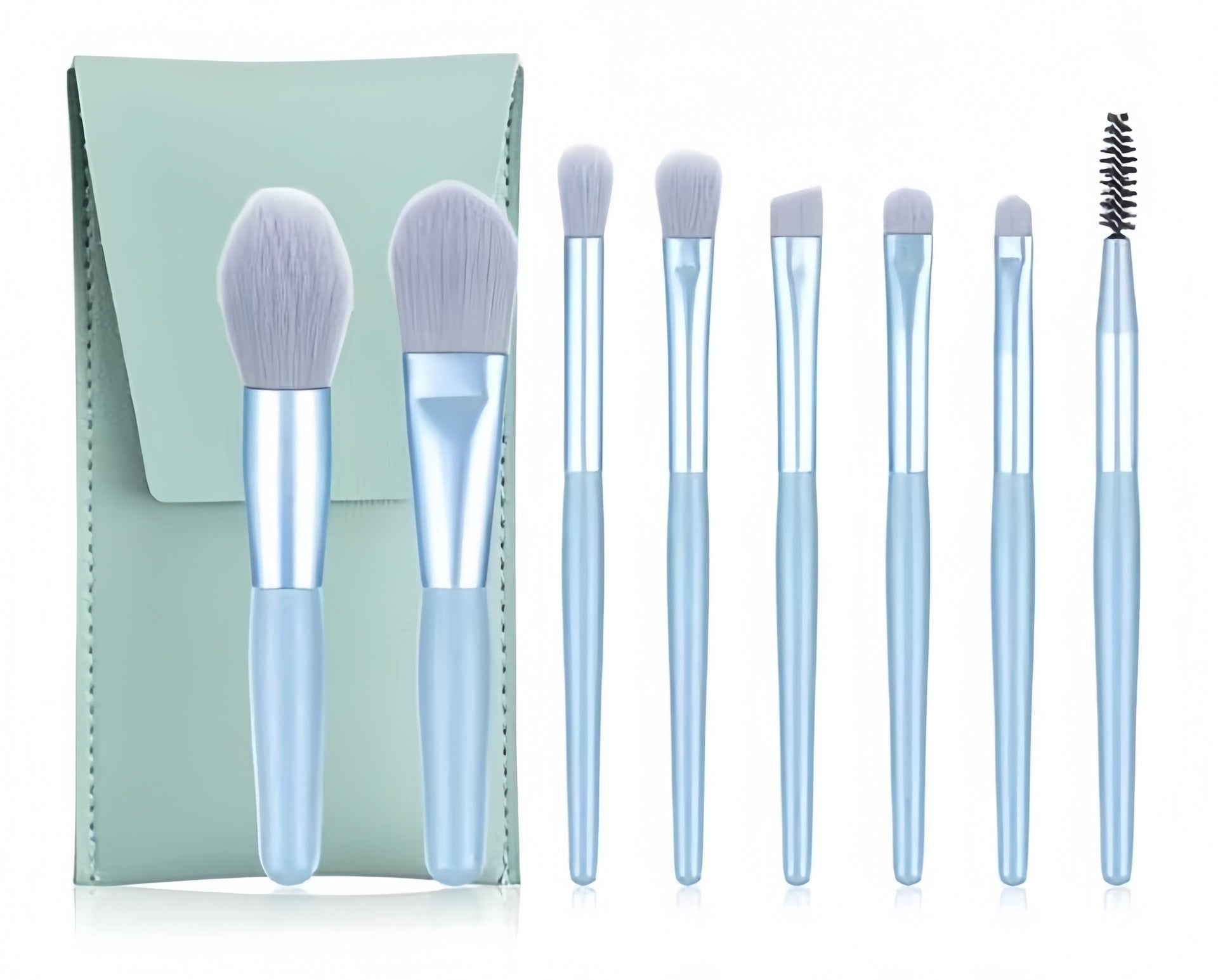 Macaron Makeup Brush Set Eight Eye in Apricot Pink Sky Blue Gray Green - Teleplus macaron makeup brush eight eye