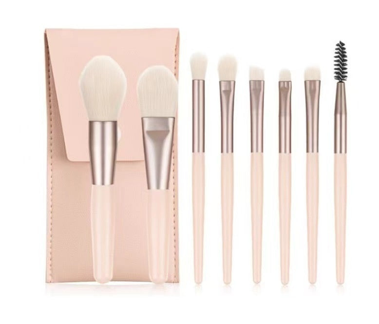 Macaron Makeup Brush Set Eight Eye in Apricot Pink Sky Blue Gray Green - Teleplus macaron makeup brush eight eye