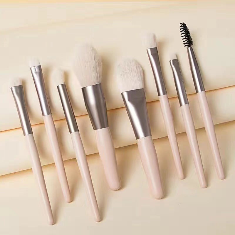 Macaron Makeup Brush Set Eight Eye in Apricot Pink Sky Blue Gray Green - Teleplus macaron makeup brush eight eye