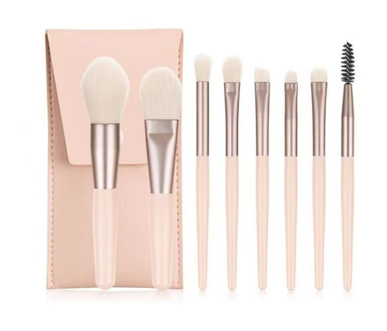 Macaron Makeup Brush Set Eight Eye in Apricot Pink Sky Blue Gray Green - Teleplus macaron makeup brush eight eye