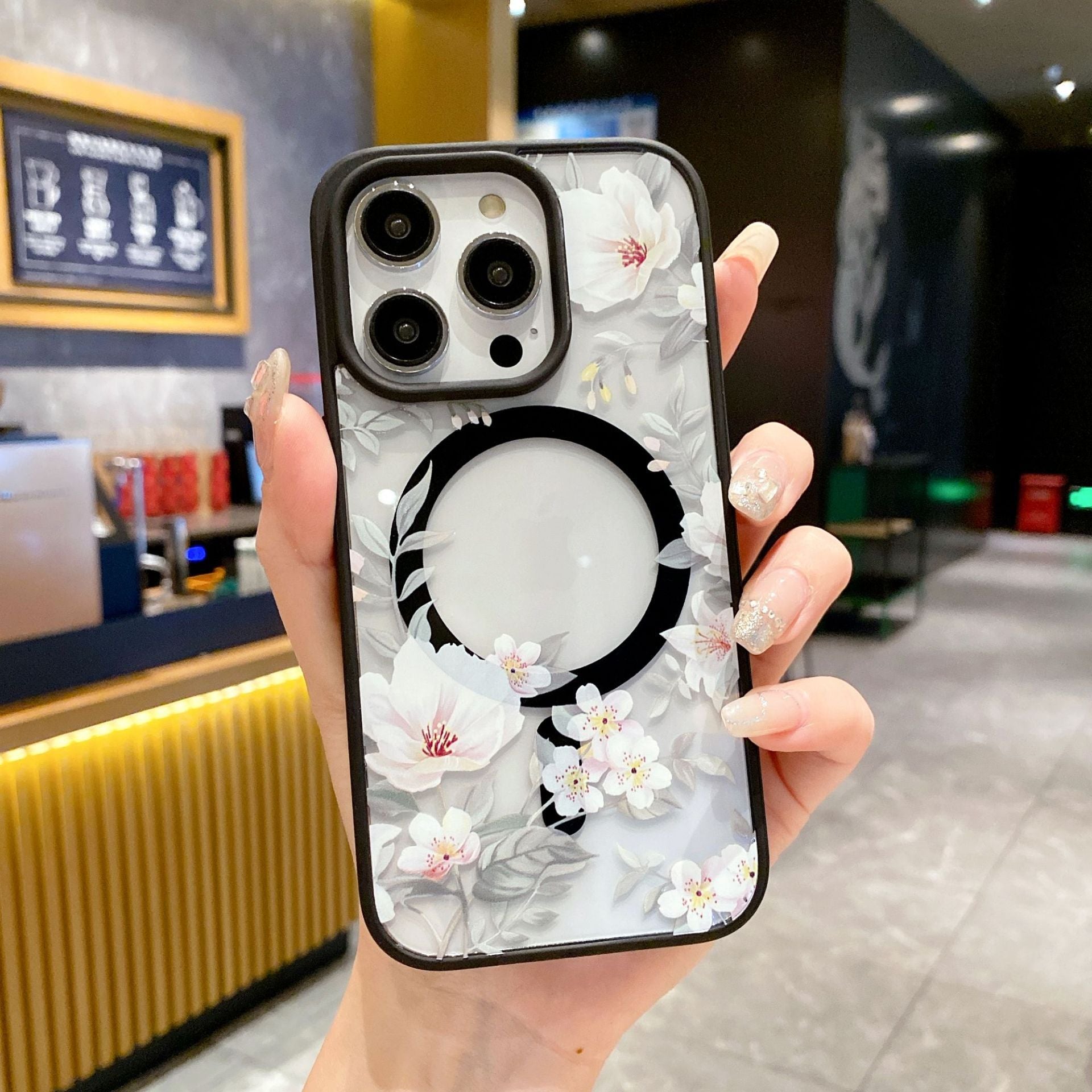 Magnetic Acrylic Flower Phone Case with Colorful Pattern Designs - Patterns magnetic acrylic flower phone case