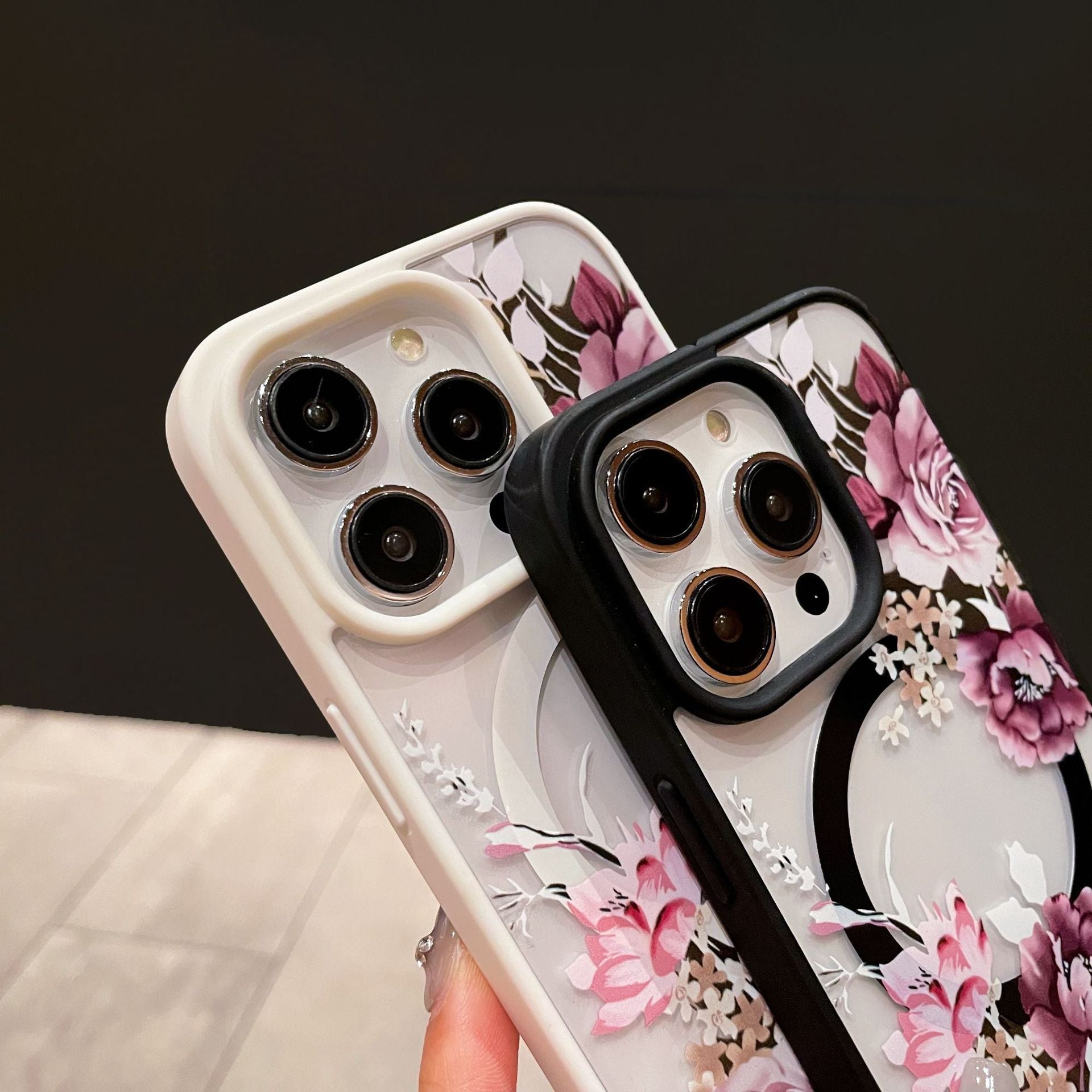 Magnetic Acrylic Flower Phone Case with Colorful Pattern Designs - Patterns magnetic acrylic flower phone case