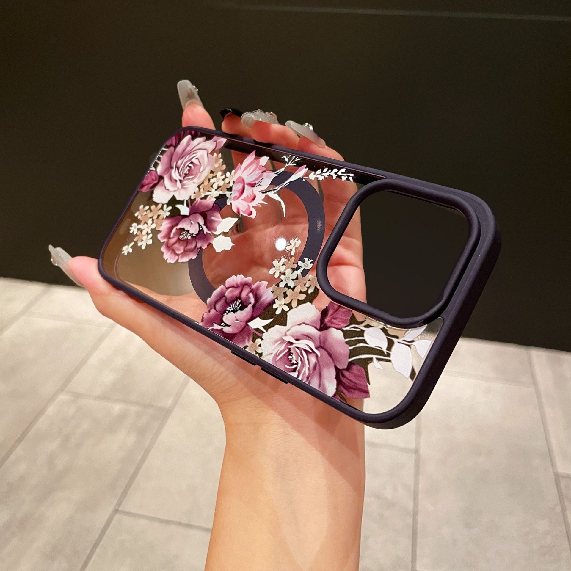 Magnetic Acrylic Flower Phone Case with Colorful Pattern Designs - Patterns magnetic acrylic flower phone case