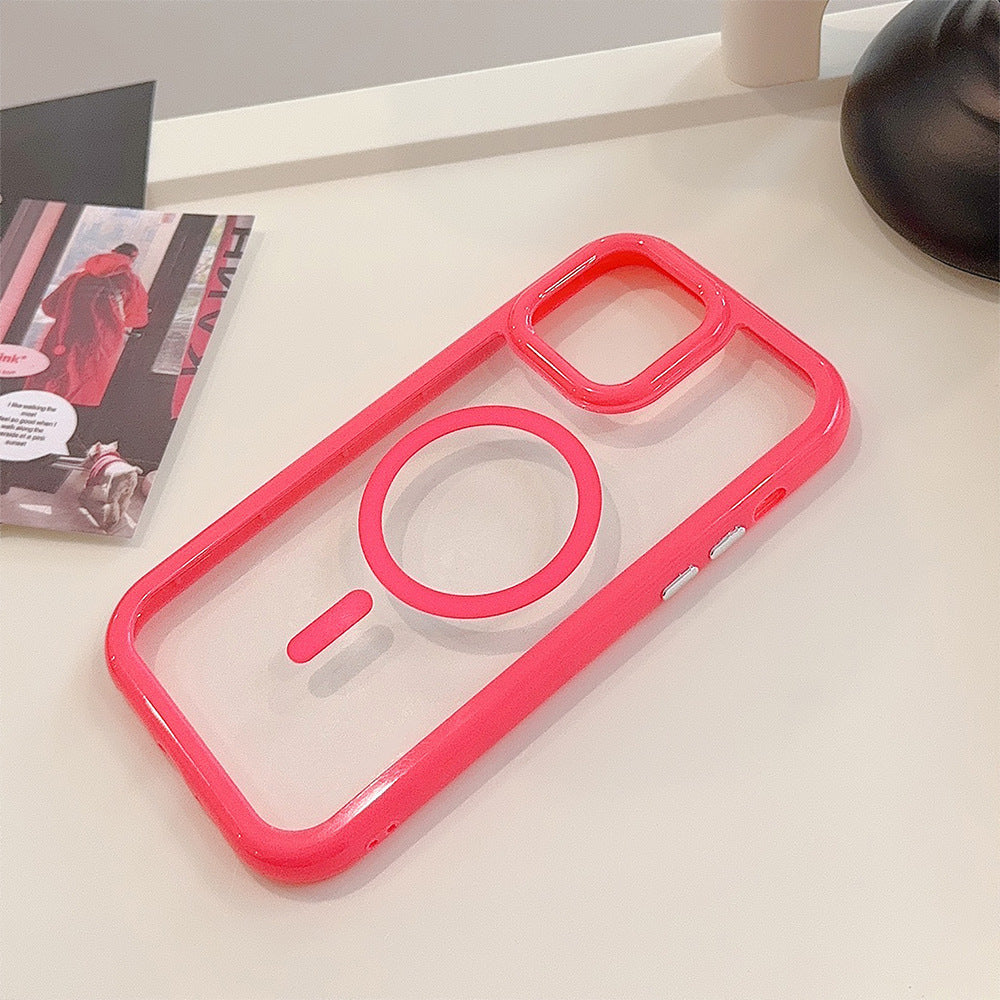Magnetic Acrylic Phone Case with Drop-Resistant Design and Purple Edge - magnetic acrylic phone case drop-resistant