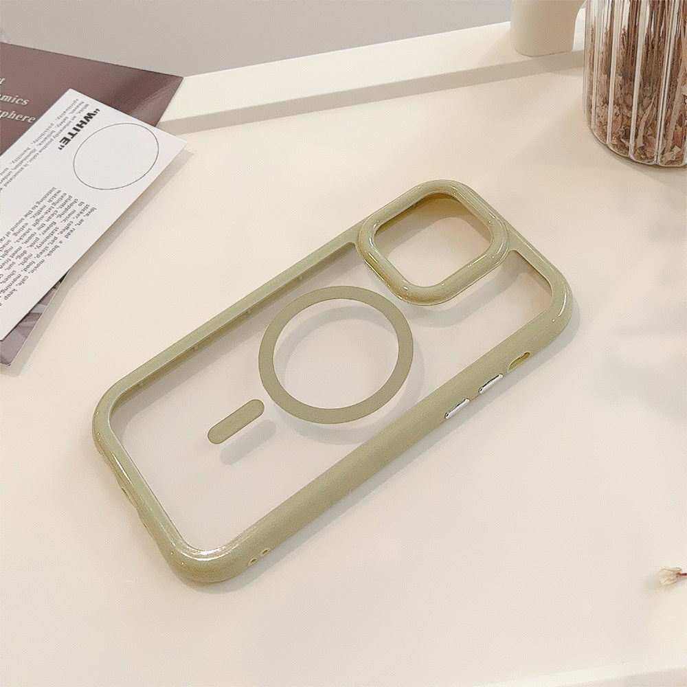 Magnetic Acrylic Phone Case with Drop-Resistant Design and Purple Edge - magnetic acrylic phone case drop-resistant