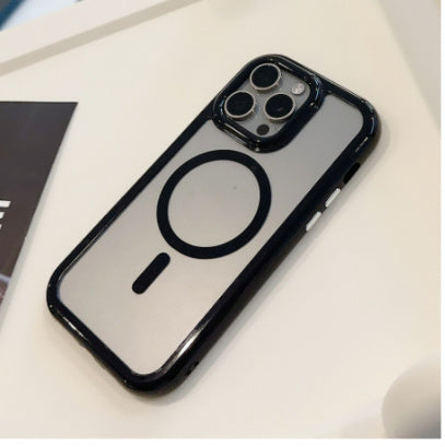 Magnetic Acrylic Phone Case with Drop-Resistant Design and Purple Edge - magnetic acrylic phone case drop-resistant