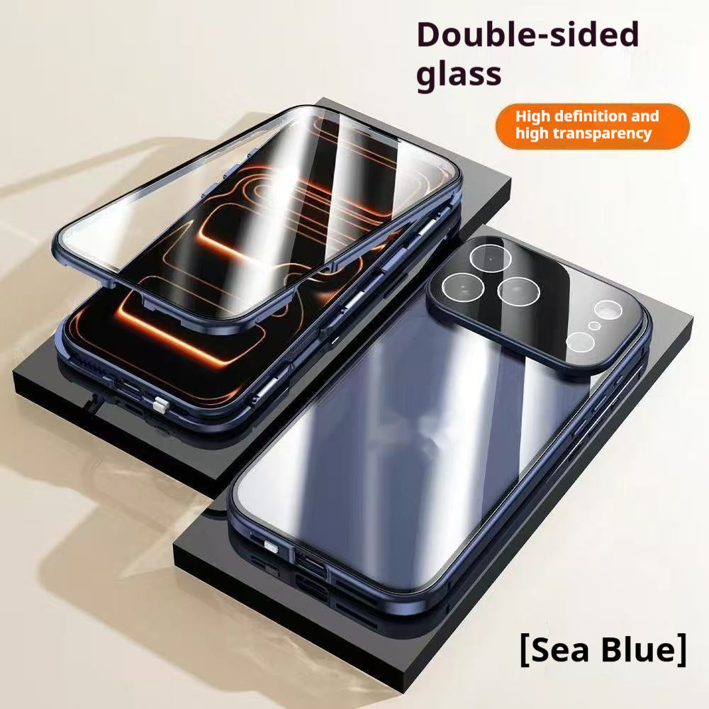 Magnetic Aluminum Alloy Tempered Glass Phone Case for Apple Multiple Colors - Teleplus phone case