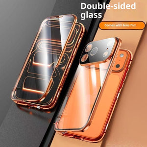 Magnetic Aluminum Alloy Tempered Glass Phone Case for Apple Multiple Colors - Teleplus phone case