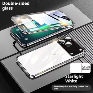 Magnetic Aluminum Alloy Tempered Glass Phone Case for Apple Multiple Colors - Teleplus phone case