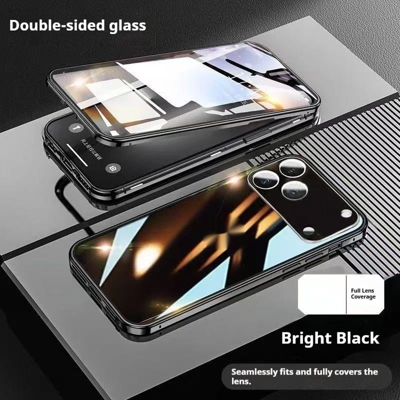 Magnetic Aluminum Alloy Tempered Glass Phone Case for Apple Multiple Colors - Teleplus phone case
