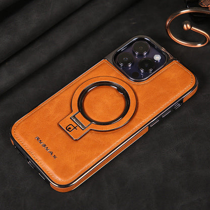 Magnetic Bracket Phone Case Business Drop-resistant Leather Case - Magnetic Bracket Leather Case for Pro Max iPhone 13