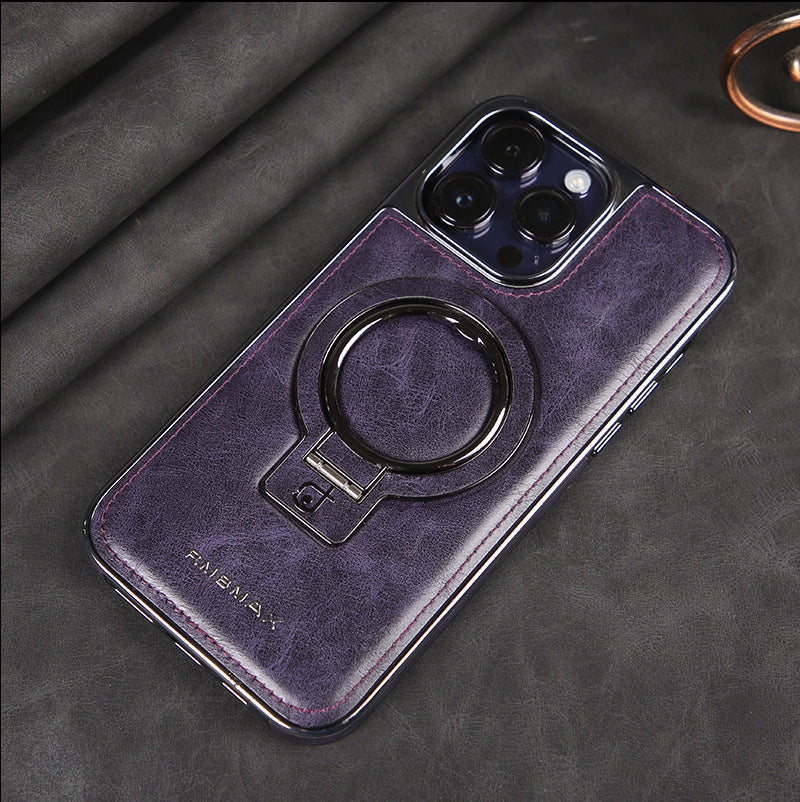 Magnetic Bracket Phone Case Business Drop-resistant Leather Case - Magnetic Bracket Leather Case for Pro Max iPhone 13