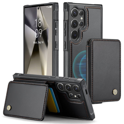 Magnetic Card Business Leather Phone Case with Anti-Fall Imitation - Teleplus for Samsung magnetic card business