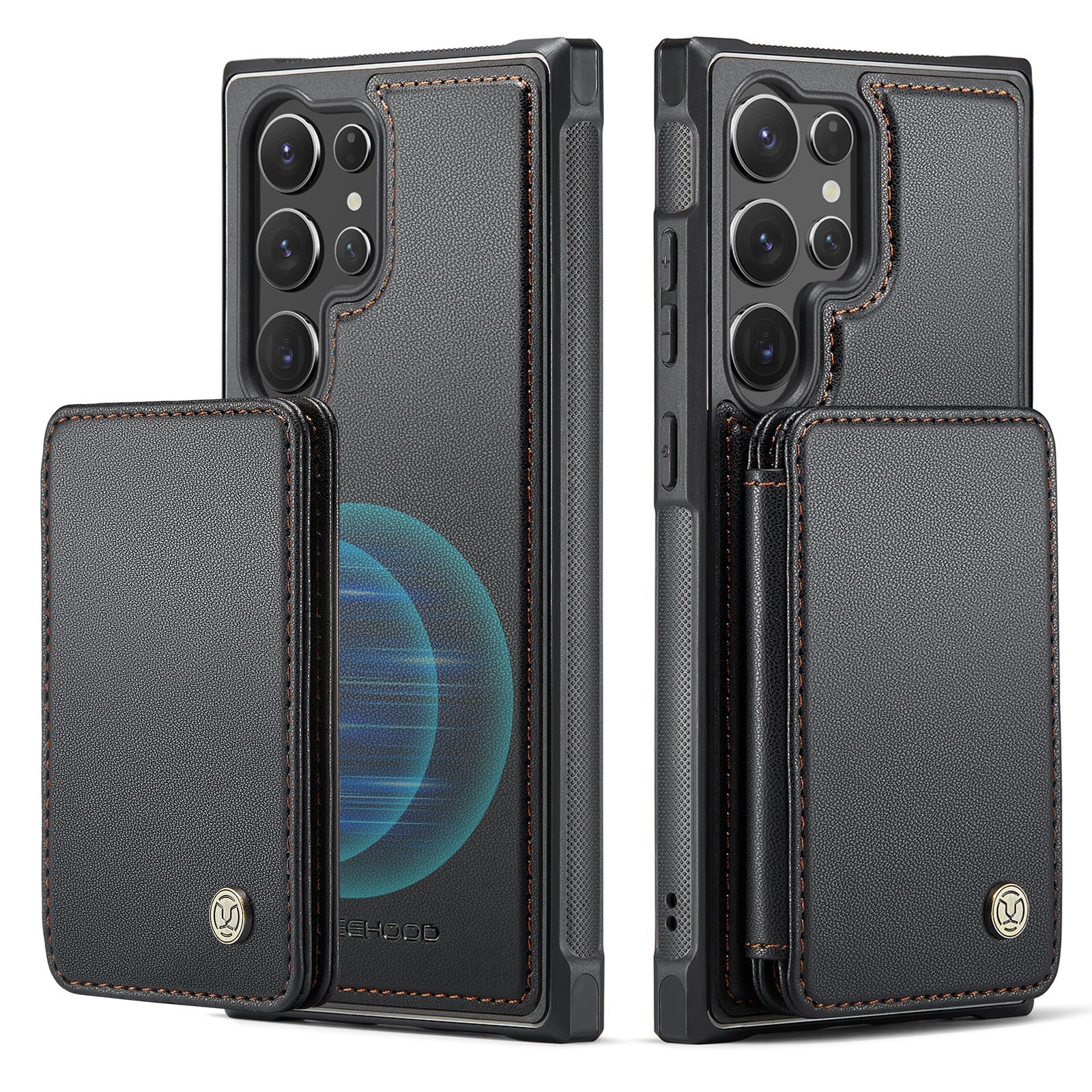 Magnetic Card Business Leather Phone Case with Anti-Fall Imitation - Teleplus for Samsung magnetic card business