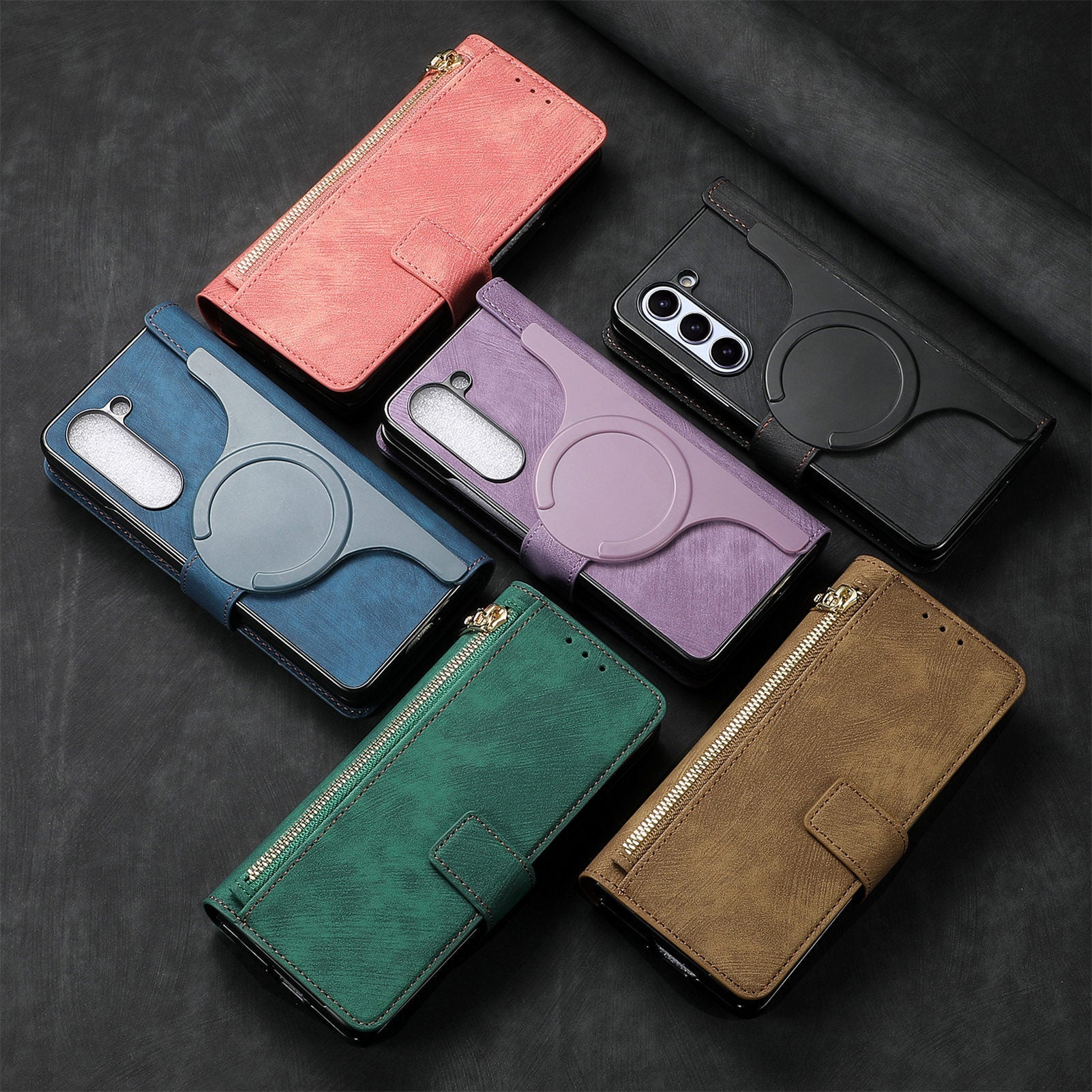 Magnetic Detachable Zipper Insert for Samsung Phone with Shockproof and Leather Design - Teleplus magnetic detachable