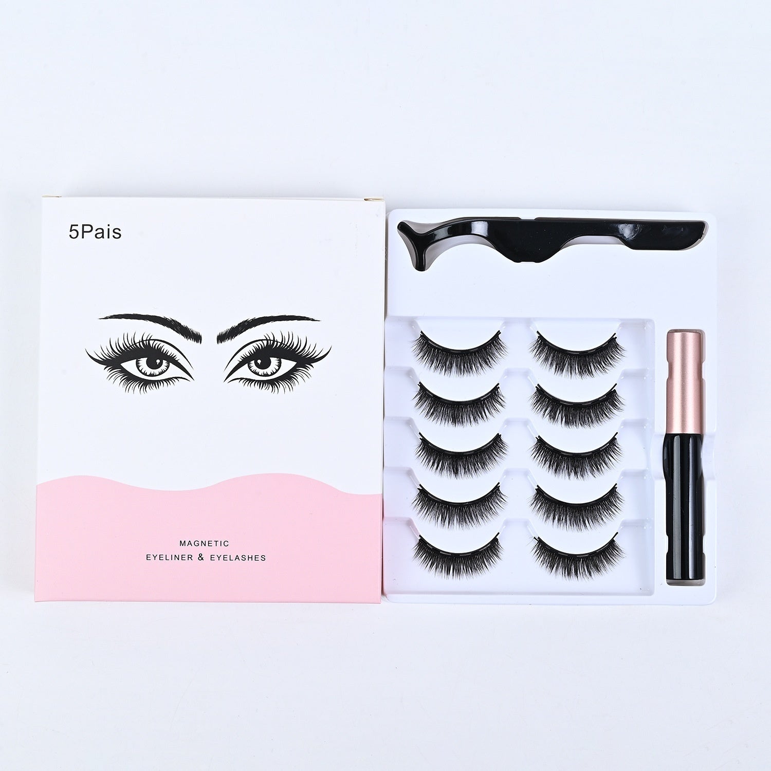 Magnetic Eyelashes Set Three Pairs and Five Mixed for Easy Application - or Use Teleplus magnetic eyelashes three pairs