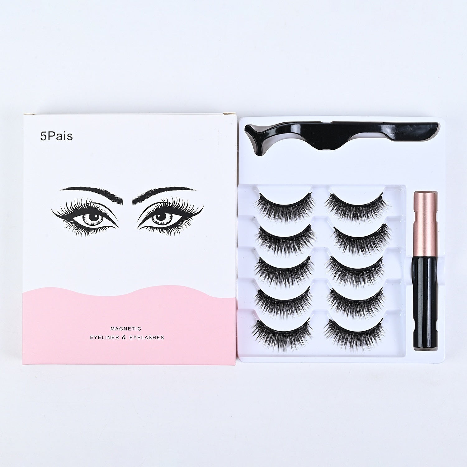 Magnetic Eyelashes Set Three Pairs and Five Mixed for Easy Application - or Use Teleplus magnetic eyelashes three pairs
