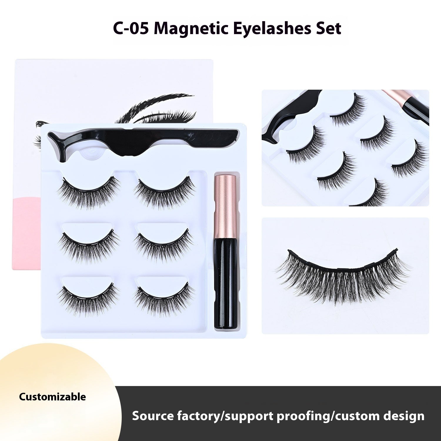 Magnetic Eyelashes Set Three Pairs and Five Mixed for Easy Application - or Use Teleplus magnetic eyelashes three pairs