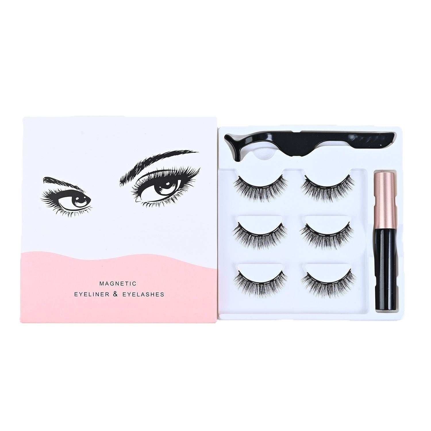 Magnetic Eyelashes Set Three Pairs and Five Mixed for Easy Application - or Use Teleplus magnetic eyelashes three pairs
